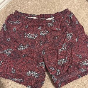 Men's Colombia Red Patterned Swim Shorts